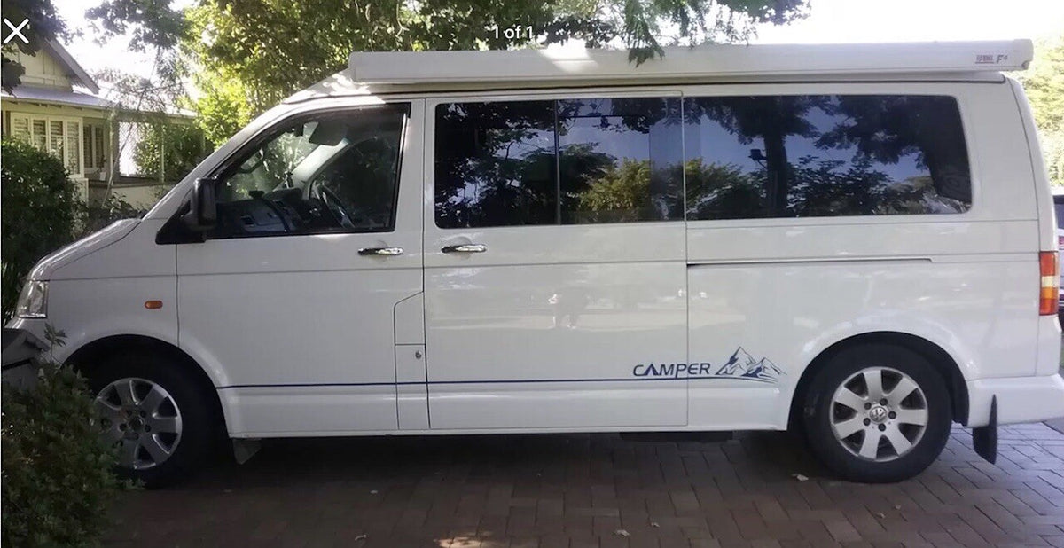 VW TRANSPORTER T4 T5 T6 VAN GRAPHICS STICKERS DECALS CAMPER  Sides *Any Colour