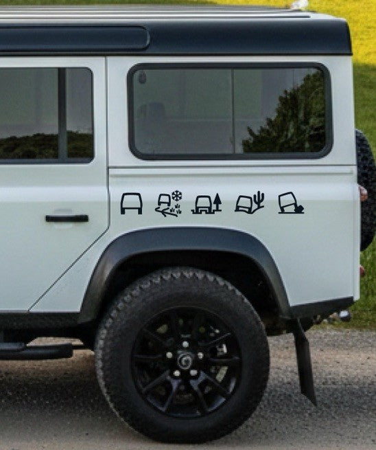 Land Rover ALL TERRAIN 2 x graphics Stickers. Freelander, Discovery, Defender