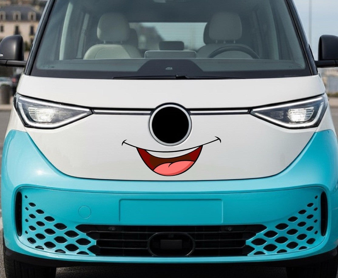 fits VW iD BUZZ 1 x Printed Smile Decal. Vinyl Stickers. Air Release Vinyl