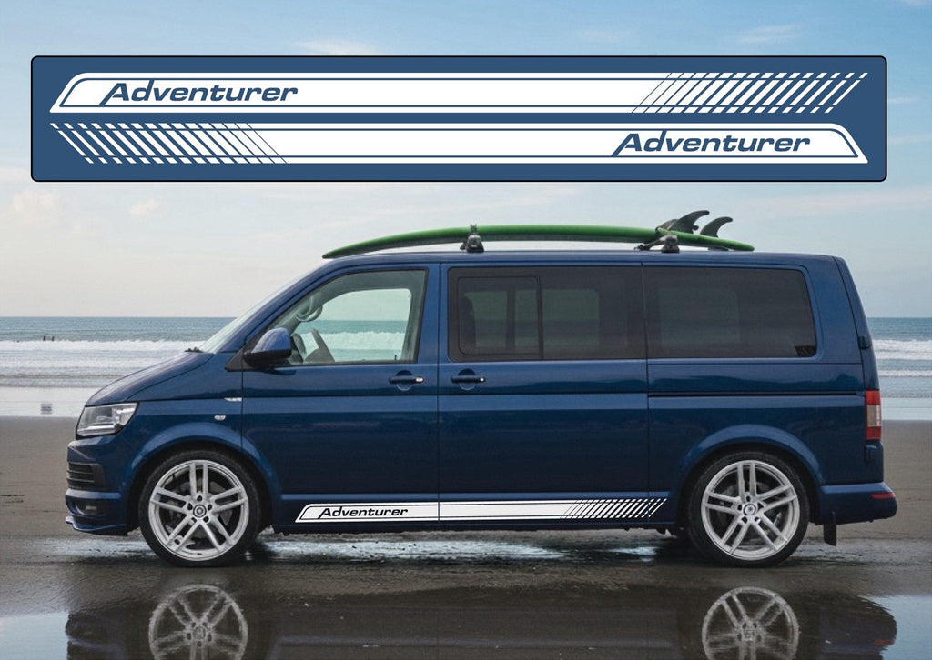 VW TRANSPORTER ADVENTURER Stripes T4 T5 T6 VAN GRAPHICS STICKERS *Any Colour