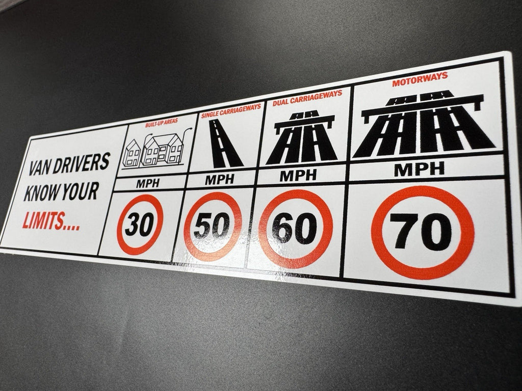 VAN DRIVERS SPEED LIMIT TRUCK WORK CAR DASHBOARD STICKER DECAL RENTAL VEHICLE