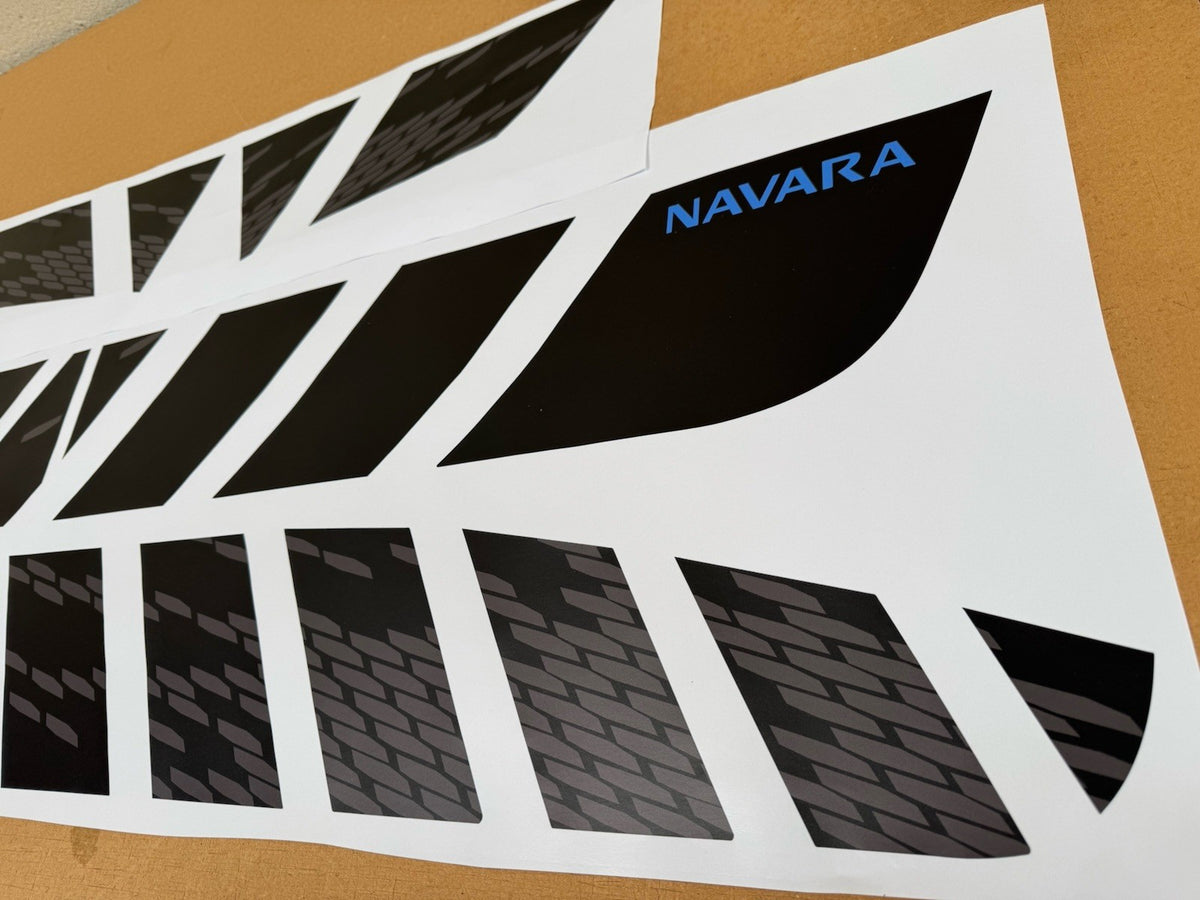 Fits Nissan NP300 (BLUE) NAVARA 2016 - 22 N-Guard STYLE decal PRINTED Stickers.