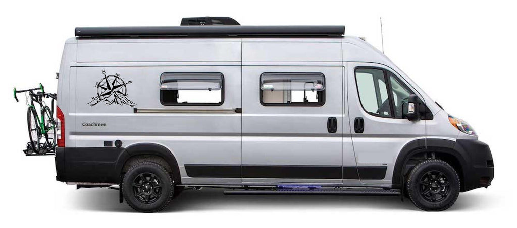 Camper Van Caravan Compass Mountain Vinyl Decals For Sticker Graphic  LARGE 2x