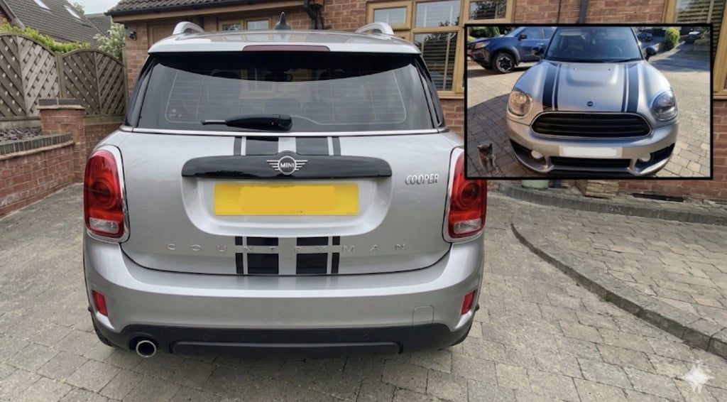 MINI COUNTRYMAN BONNET AND REAR STRIPES COOPER GRAPHICS DECALS STICKERS