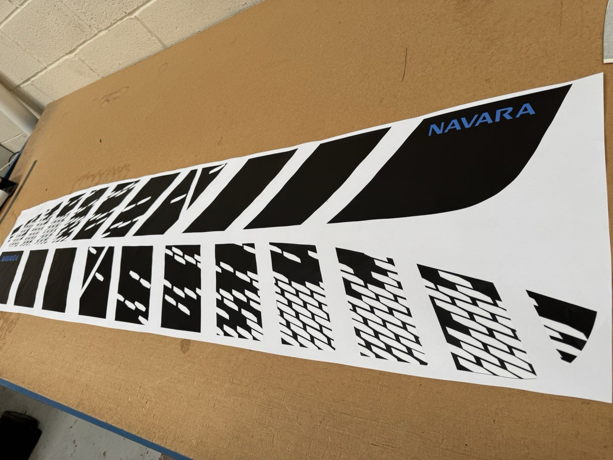 Fits Nissan NP300 NAVARA (BLUE) 2016-22 N-Guard style decal PRINTED Stickers.