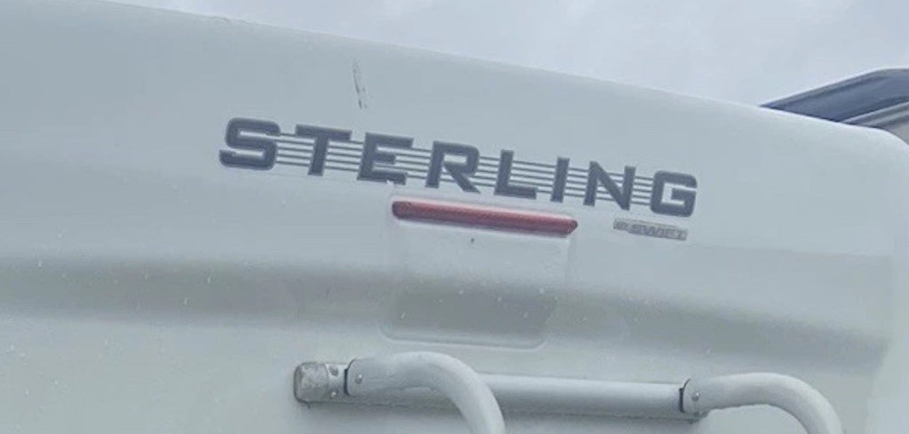 Sterling Caravan Rear vinyl decal Dark Grey & Lighter Grey Outline 820mm x 60mm