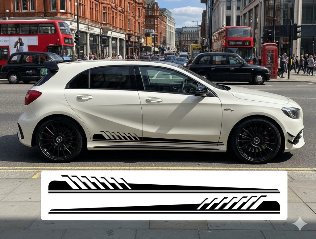 Mercedes A Class A45 Lower Side Stripe Graphics For Vinyl Decal Stickers