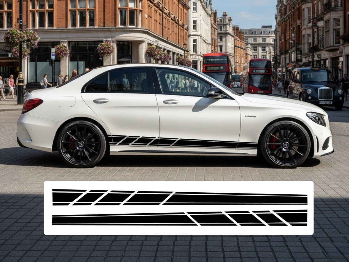 Mercedes C Class AMG style Lower Side Stripe Graphics For Vinyl Decal Stickers