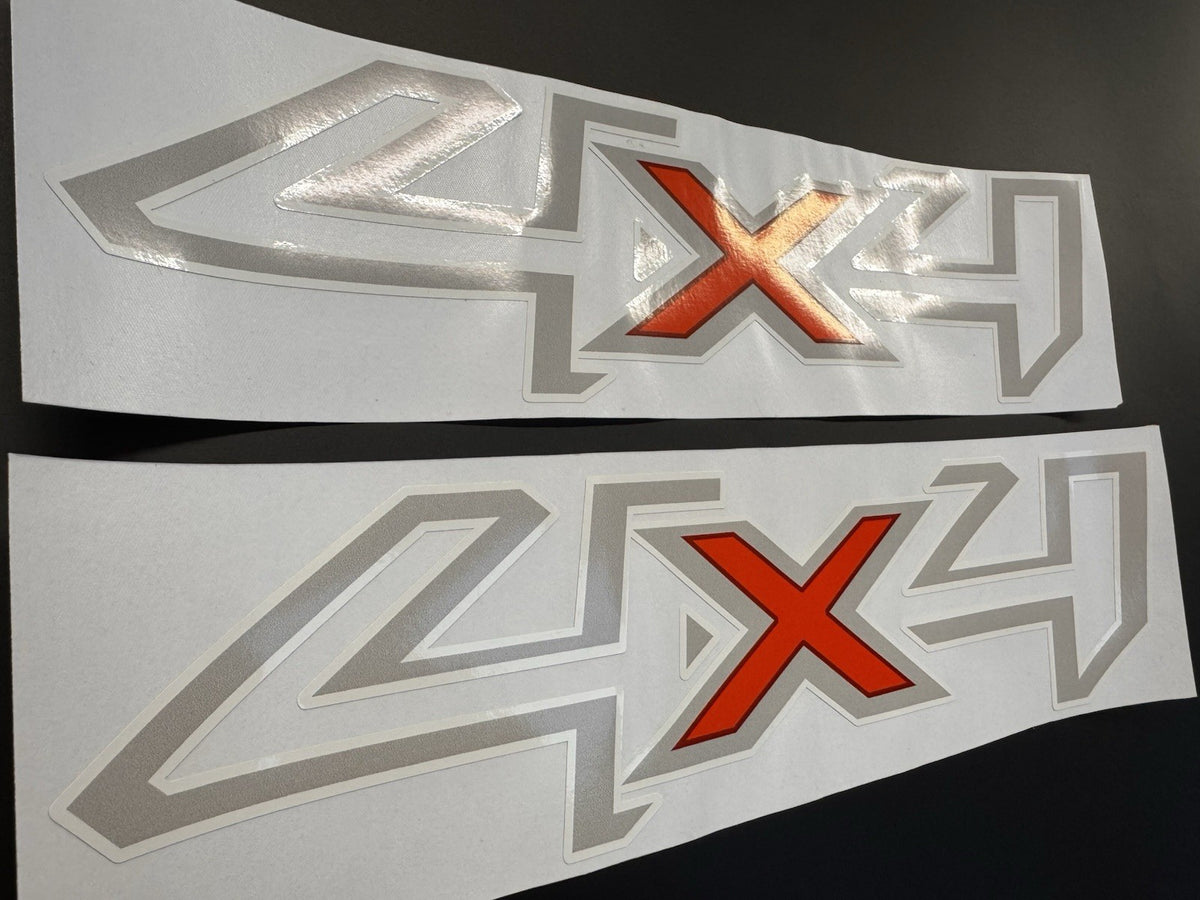 FORD RANGER PRINTED 4x4 STICKER DECAL VINYL - Light Grey White Outline Red❌ X 2