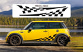 MINI COOPER GRAPHICS SIDE Chequers VINYL DECALS STICKERS *ANY COLOUR