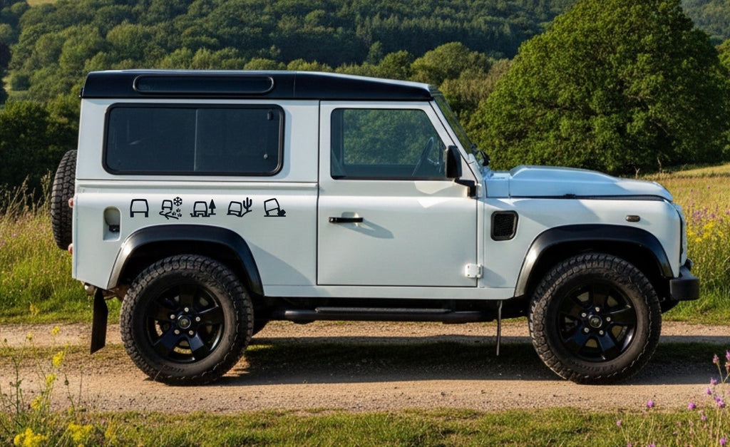 Land Rover ALL TERRAIN graphics Stickers. Freelander, Discovery, Defender 2x