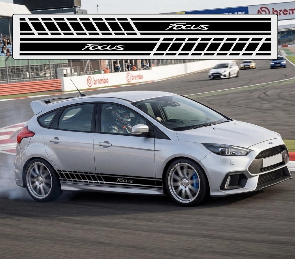 FORD FOCUS RACING SIDE STRIPES VINYL DECALS STICKERS 2 *Any Colour