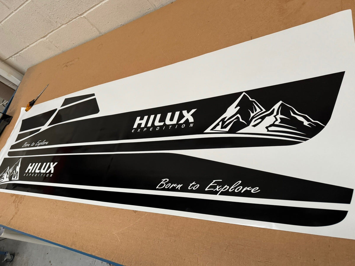 Fits Toyota HILUX Expedition Stickers Decals Graphics. Sides. *Any Colour