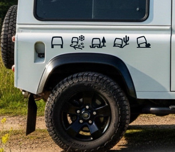 Land Rover ALL TERRAIN graphics Stickers. Freelander, Discovery, Defender 2x