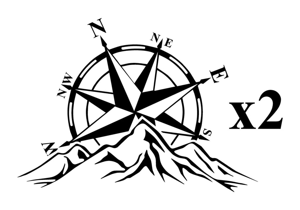 Camper Van Caravan Compass Mountain Vinyl Decals For Sticker Graphic  LARGE 2x