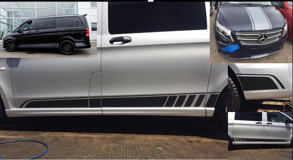 Fits Mercedes Vito Side Stripes and Bonnet Decal Kit Vinyl Graphics Stickers LWB