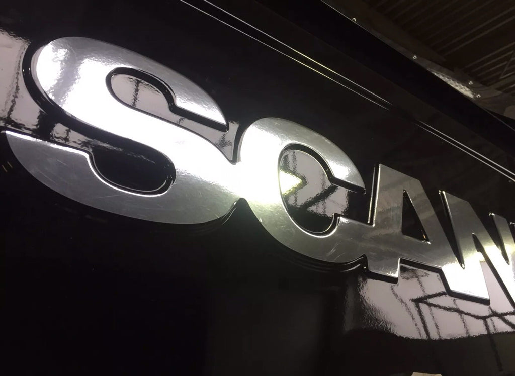 Fits SCANIA Rear Cab decal in CHROME For New generation 2017-25 Truck.