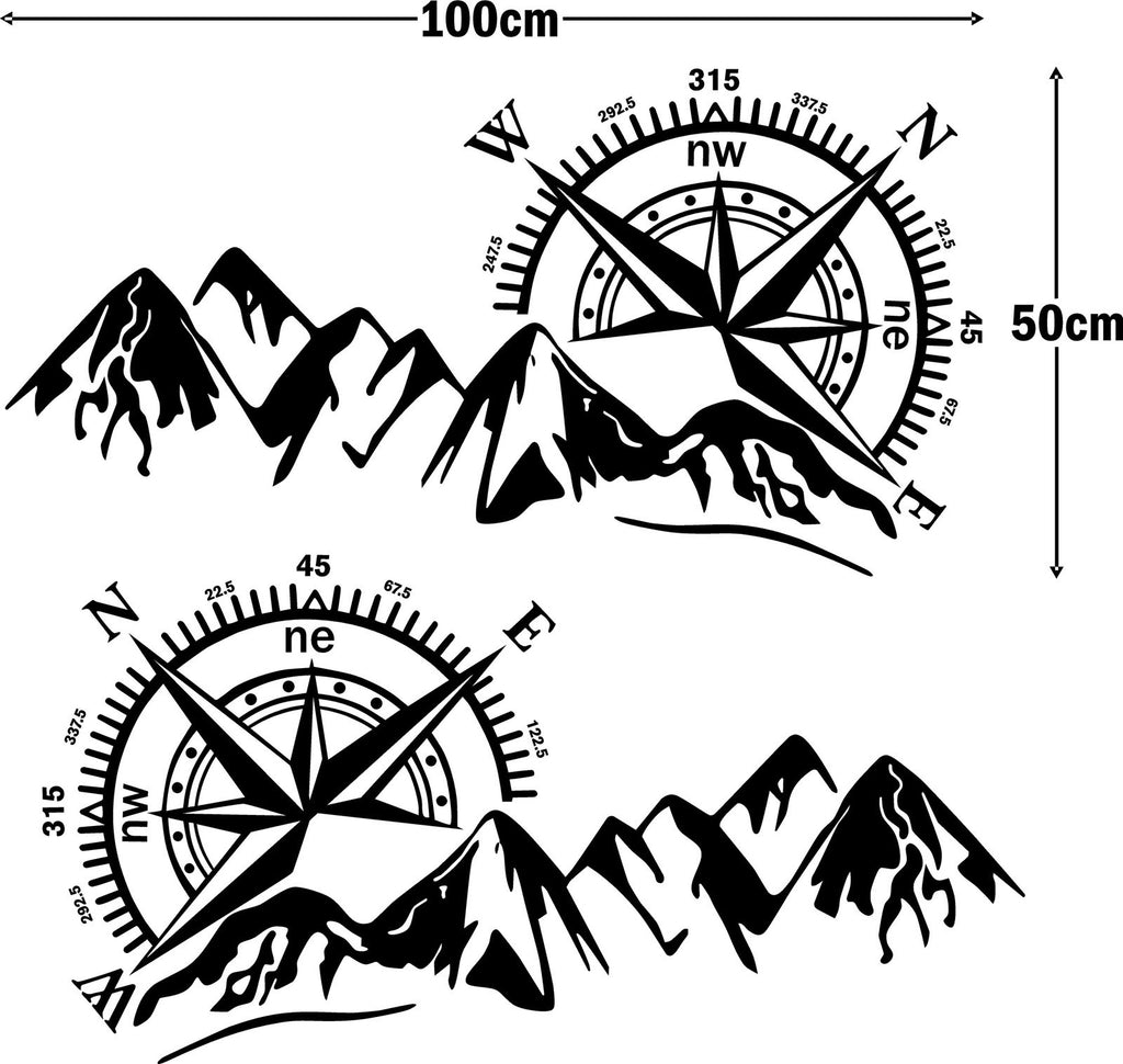 Camper Van Caravan MOUNTAIN COMPASS Vinyl Decals For Sticker Graphics x2