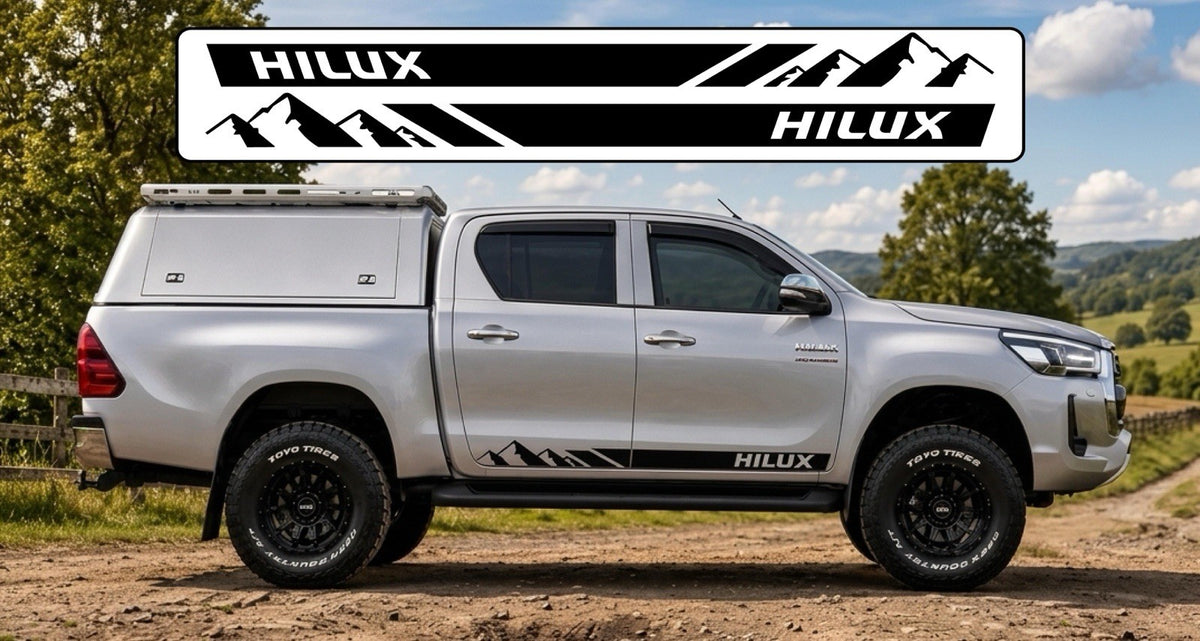 Toyota HILUX vinyl Stripes Stickers Decals Graphics. Sides. *Any Colour