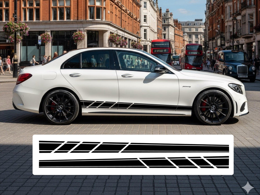 Mercedes C Class AMG style Lower Side Stripe Graphics For Vinyl Decal Stickers