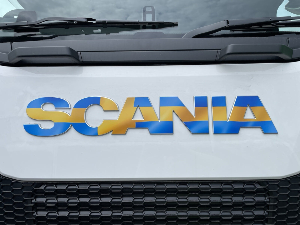 SCANIA  Cab Front Badge sticker R &S  cabs . New Gen 2017-25 truck. Swedish Flag