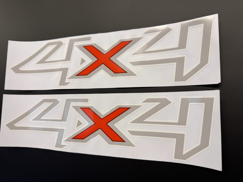 FORD RANGER PRINTED 4x4 STICKER DECAL VINYL - Light Grey White Outline Red❌ X 2