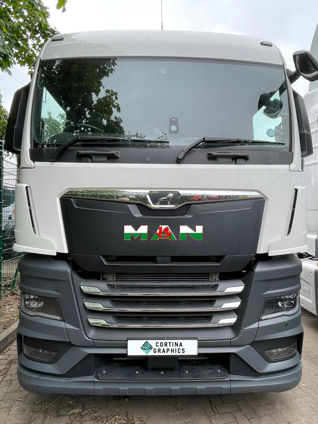 MAN  Cab Front Badge sticker decal. New Gen 2021-26 truck. WELSH FLAG DESIGN