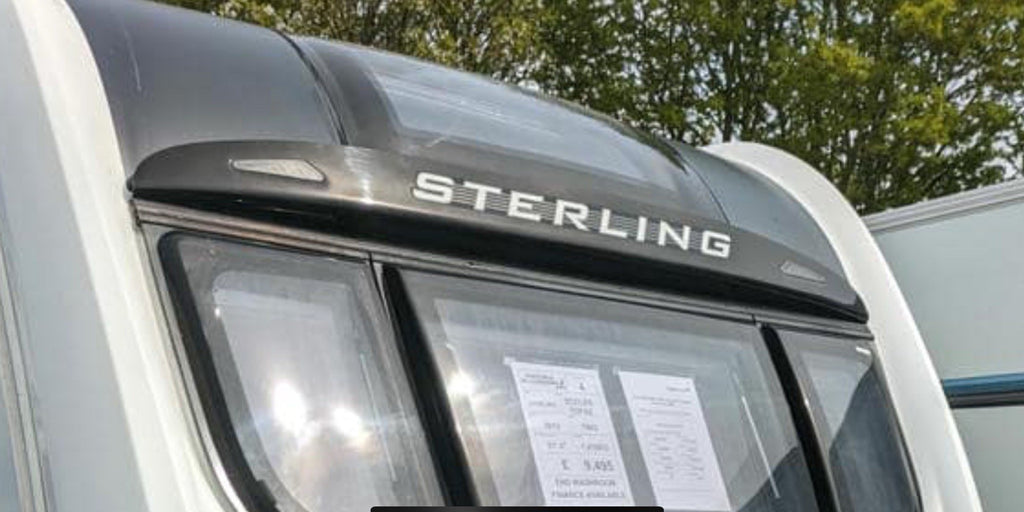 Sterling Caravan Front vinyl decal Grey & White 820mm x 60mm