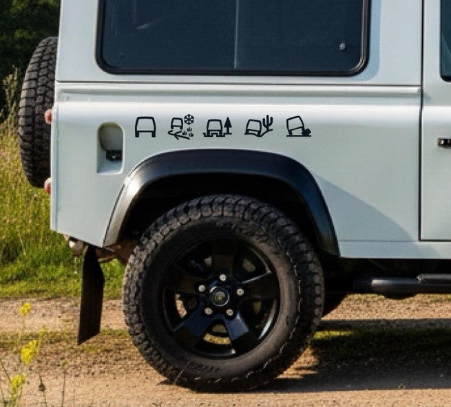Land Rover ALL TERRAIN 2 x graphics Stickers. Freelander, Discovery, Defender