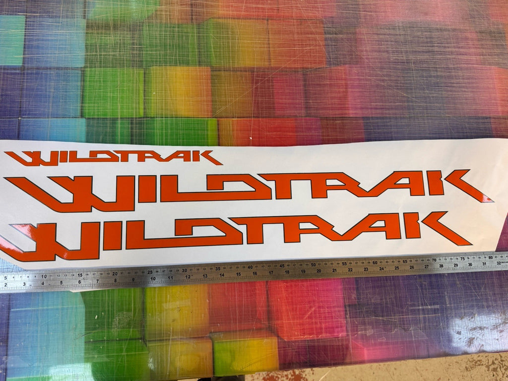 FORD RANGER WILDTRAK sides & Rear Stickers Decals. Orange & charcoal