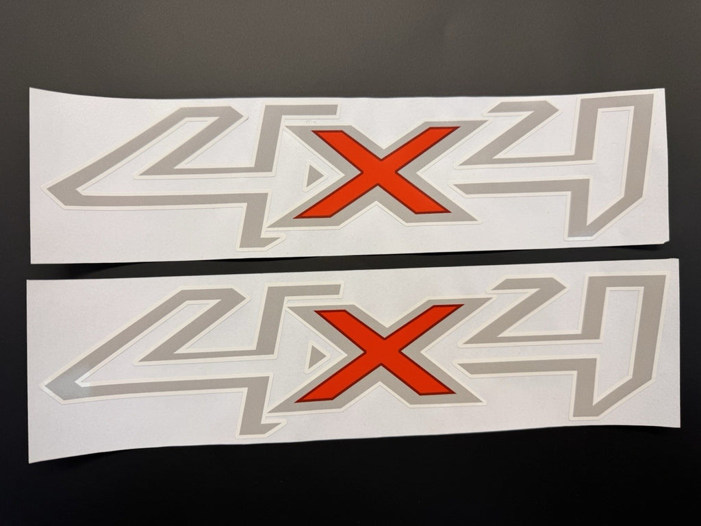 FORD RANGER PRINTED 4x4 STICKER DECAL VINYL - Light Grey White Outline Red❌ X 2