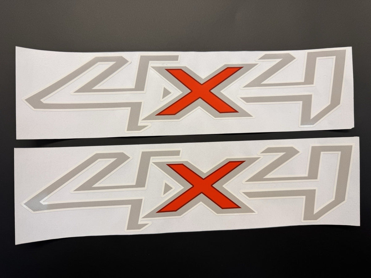 FORD RANGER PRINTED 4x4 STICKER DECAL VINYL - Light Grey White Outline Red❌ X 2