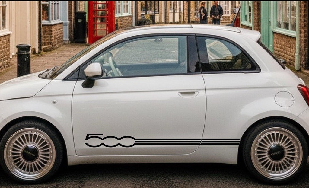 FIAT 500 side racing stripes stickers,decals,graphics. * Any Colour