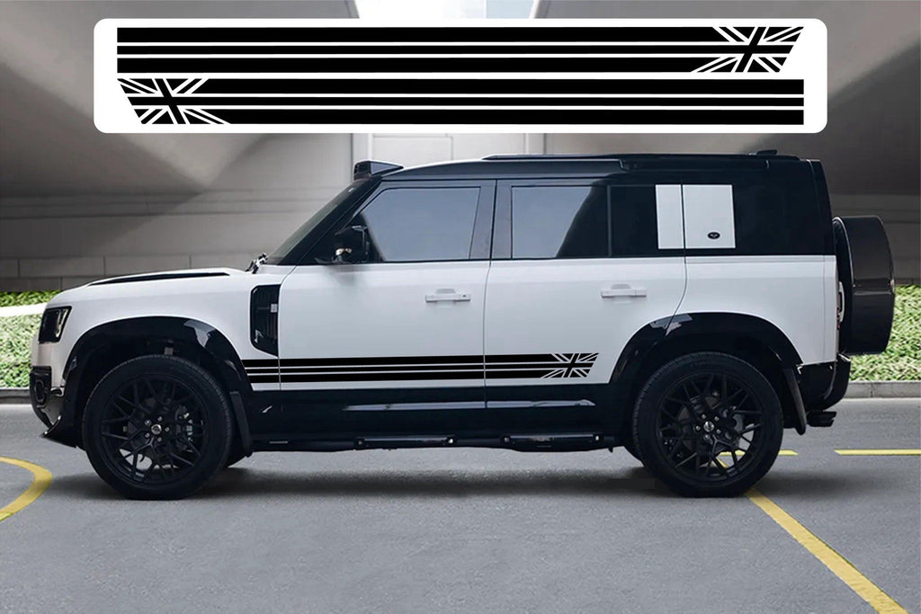 to fit LAND ROVER DEFENDER UNION JACK DECALS STICKERS STRIPES
