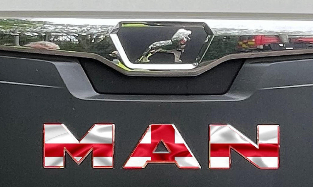 MAN  Cab Front Badge sticker decal. New Gen 2021-26 truck. ENGLAND FLAG DESIGN
