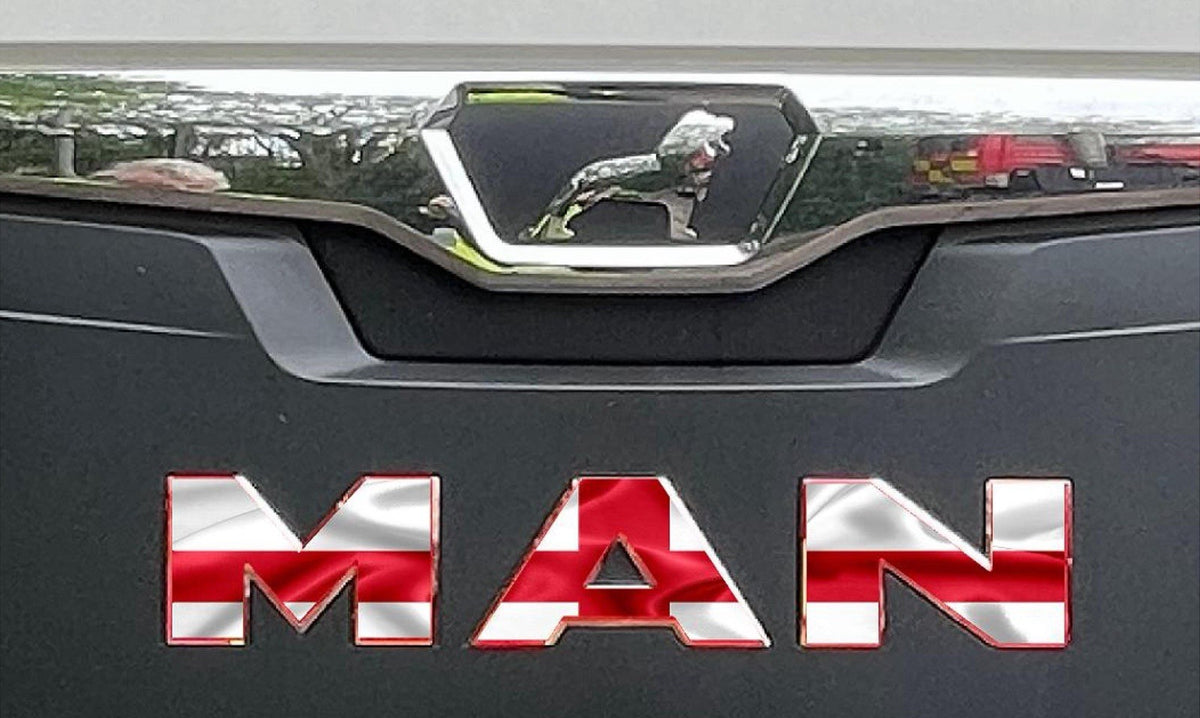 MAN  Cab Front Badge sticker decal. New Gen 2021-26 truck. ENGLAND FLAG DESIGN