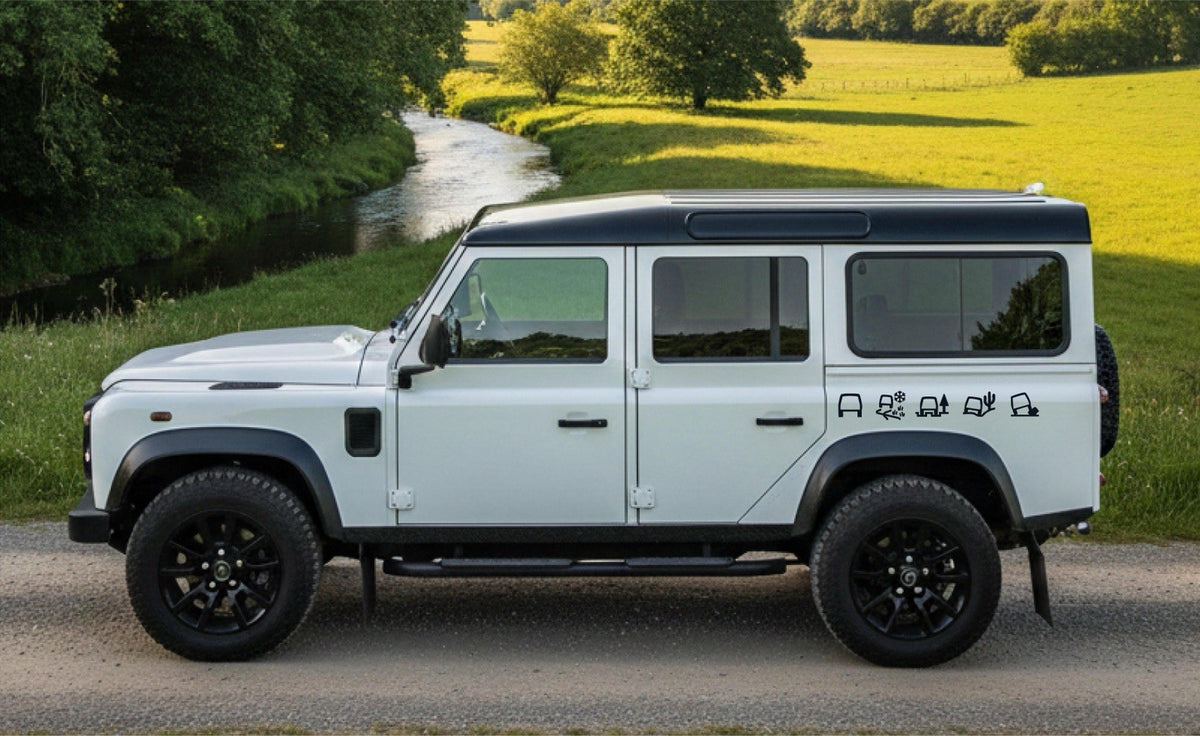 Land Rover ALL TERRAIN 2 x graphics Stickers. Freelander, Discovery, Defender