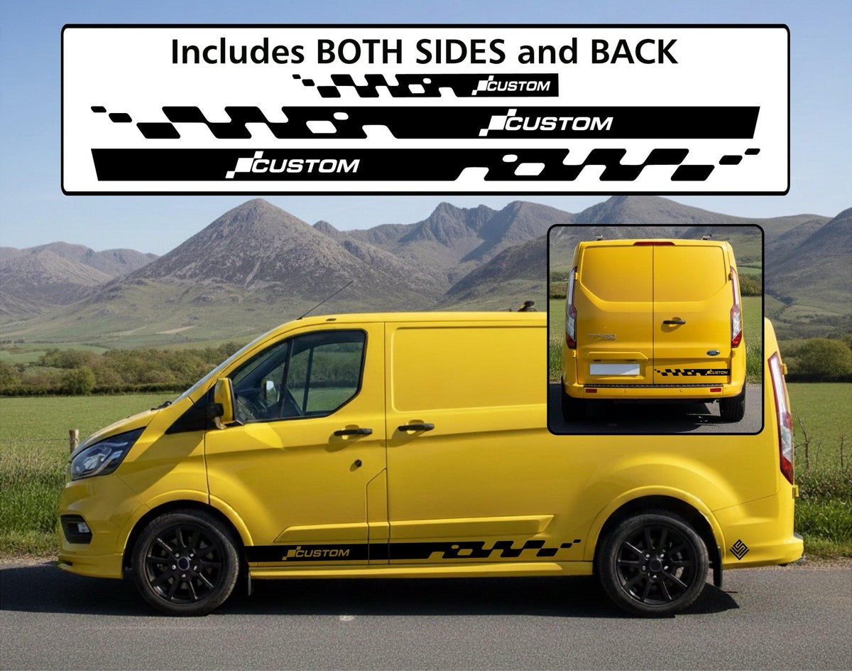 FORD TRANSIT CUSTOM SPORT VAN SIDE DECALS And REAR VINYL STICKERS GRAPHICS