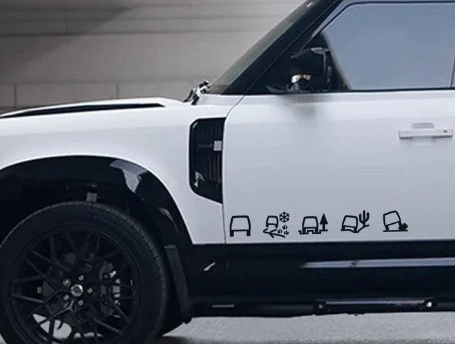 Land Rover ALL TERRAIN 2 x graphics Stickers. Freelander, Discovery, Defender