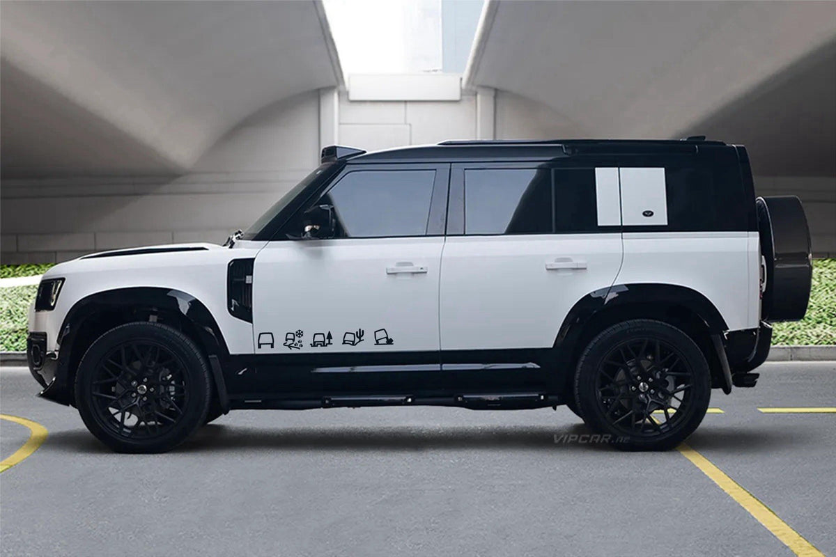 Land Rover ALL TERRAIN 2 x graphics Stickers. Freelander, Discovery, Defender