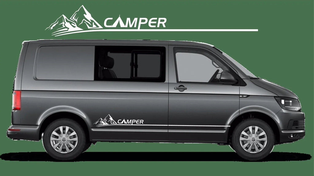 VW TRANSPORTER T4 T5 T6 VAN GRAPHICS STICKERS DECALS CAMPER  Sides *Any Colour