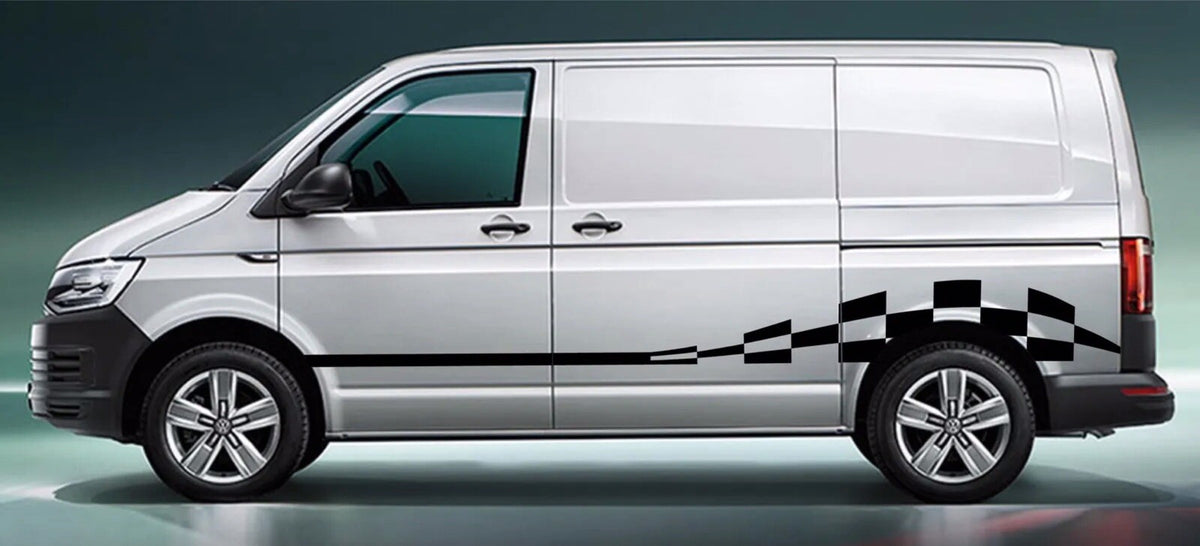 VW TRANSPORTER T4 T5 VAN GRAPHICS STICKERS DECALS CAMPER CHEQUER. (*Any Colour)