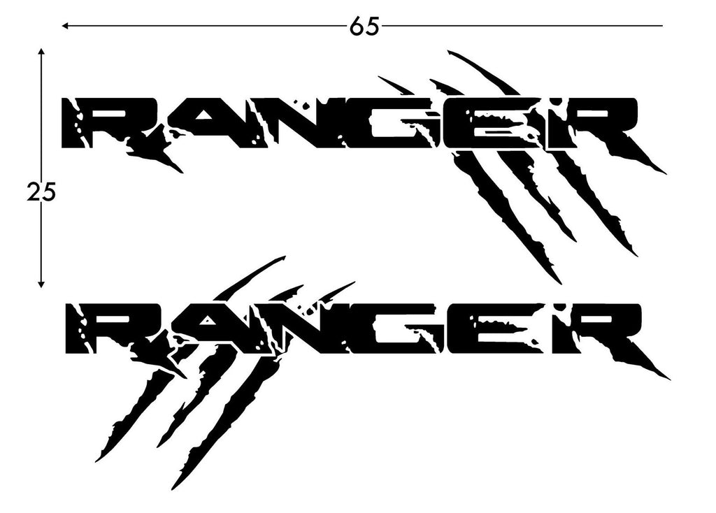 FORD RANGER Premium Black Vinyl Sticker Graphics Set Claw - Side Decals
