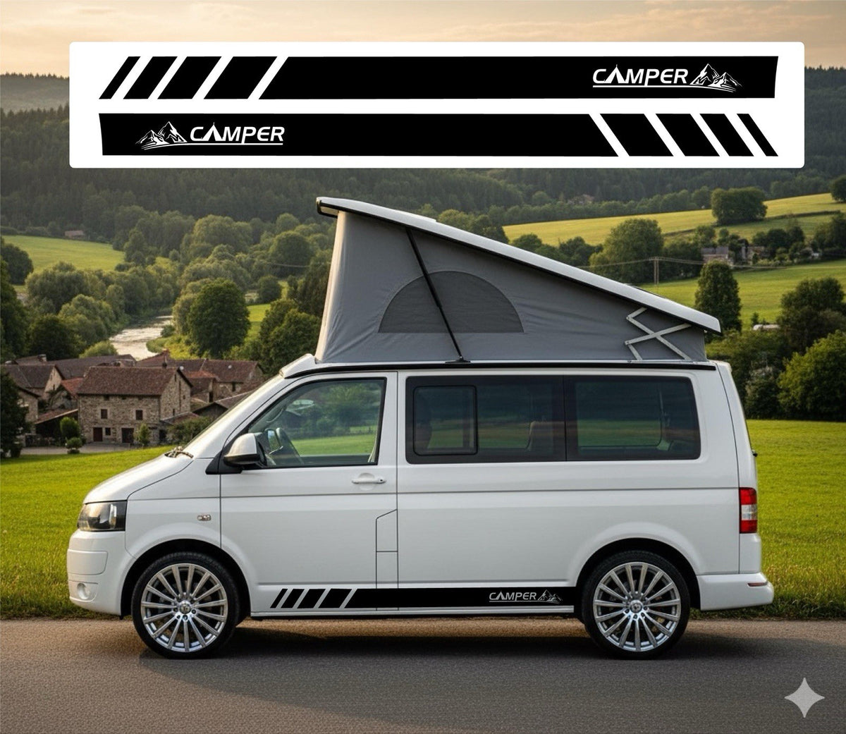 VW TRANSPORTER Camper Stripes T4 T5 T6 VAN GRAPHICS STICKERS *Any Colour