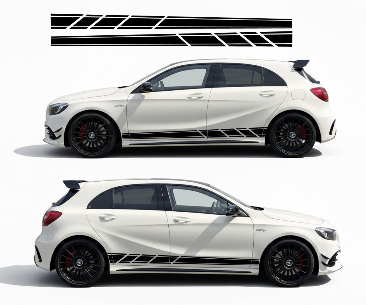 Mercedes A Class A45 Lower Side Stripe Graphics Vinyl Decal Stickers