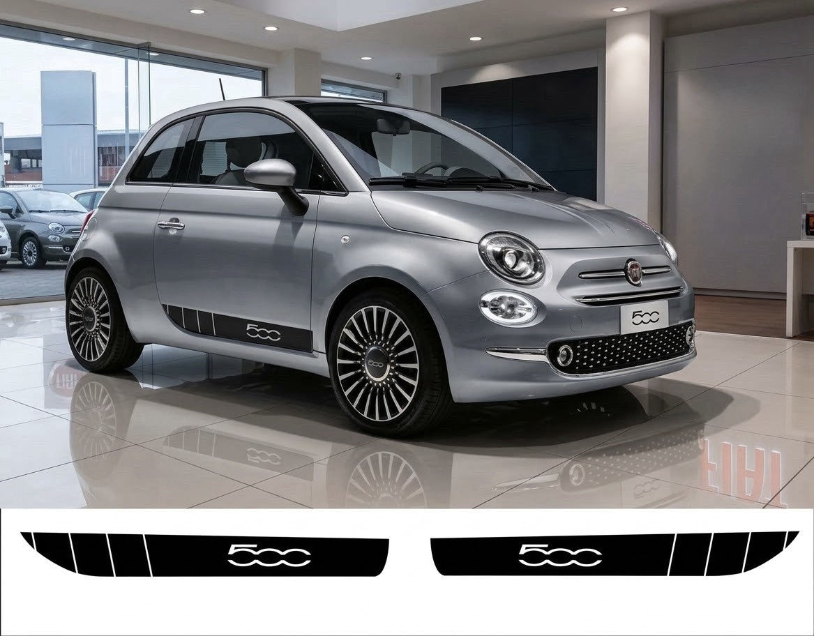 Fits Fiat 500 side racing stripes stickers,decals,graphics. * Any Colour