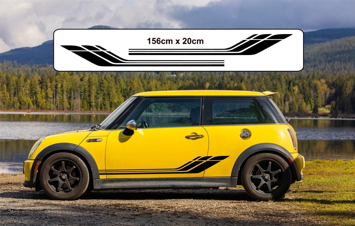 MINI COOPER SIDE GRAPHICS STRIPES VINYL DECALS STICKERS *ANY COLOUR