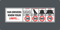 VAN DRIVERS SPEED LIMIT TRUCK WORK CAR DASHBOARD STICKER DECAL RENTAL VEHICLE