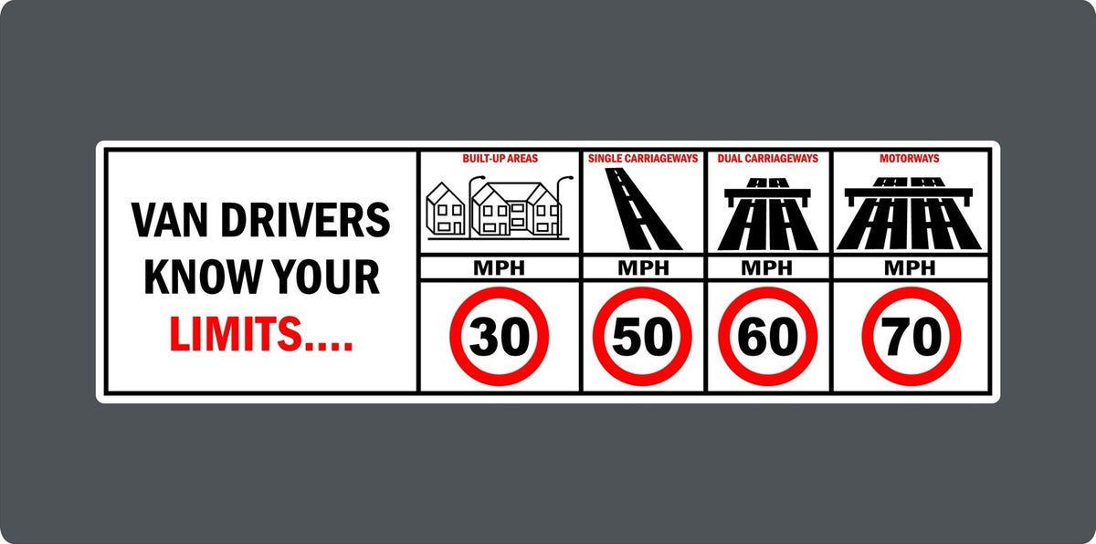 VAN DRIVERS SPEED LIMIT TRUCK WORK CAR DASHBOARD STICKER DECAL RENTAL VEHICLE