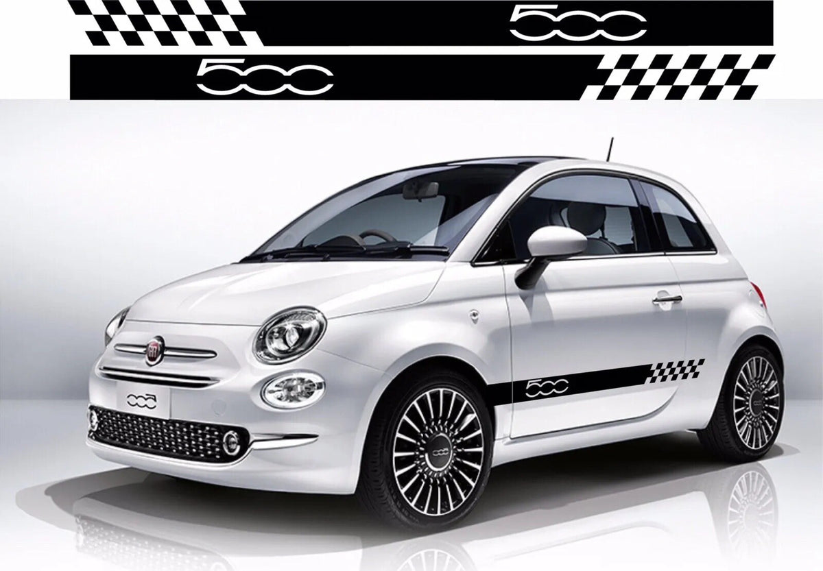 Fiat 500 side racing stripes stickers,decals,graphics. * Any Colour